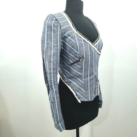 Rebecca Minkoff Structured San Antonio Linen Blend Blazer Jacket Women's Size 4 - Picture 4 of 13